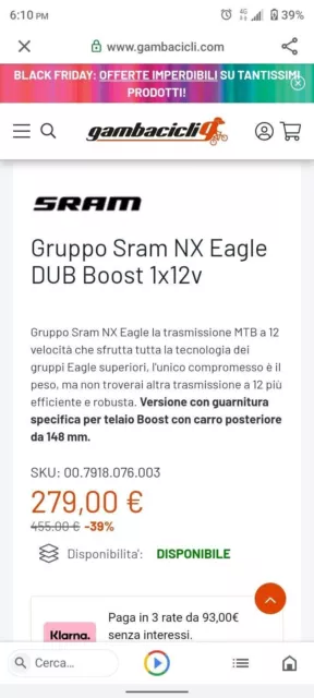 GRUPPO COMPLTO MTB 12 VEL SRAM NX MOV CENTR dub pediv da 170 corona 32