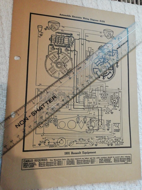 ORIGINAL WIRING DIAGRAM and Electrical Information 1931 Renault
