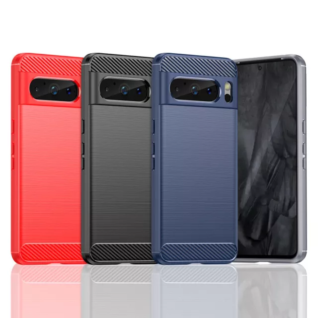 Case For Google Pixel 8 7a 7 6a Pro Slim Carbon Fibre Shockproof Gel Phone Cover