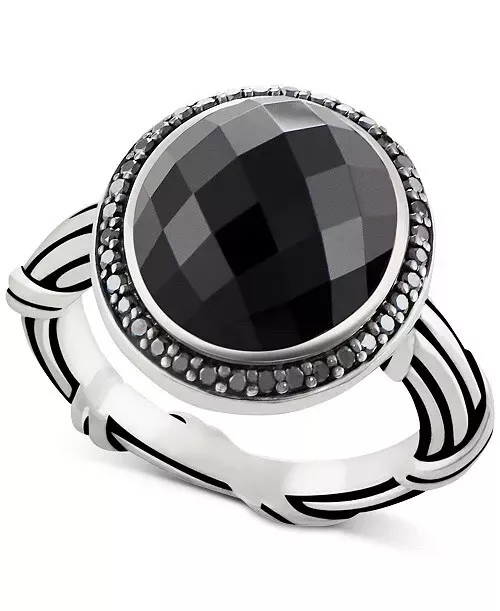 PETER THOMAS ROTH Onyx Black Spinel Ring SZ 8 Sterling Silver Stunning ...