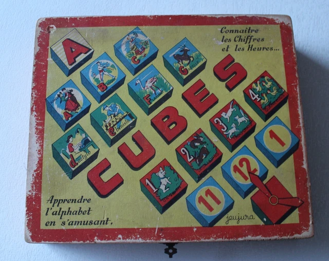 Jeu De Cubes Ancien (vers 1900) Avec Phonographe En Couverture - Objet De Collection