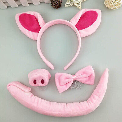 4pcs PIG FANCY DRESS SET EARS NOSE AND TAIL ANIMAL COSTUME OUTFIT ACCESSORY UK