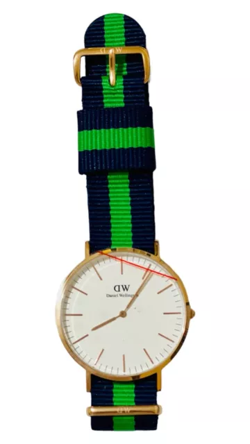 Daniel Wellington Men Classic White Rose Gold 40mm Green & Navy Blue Nylon Band