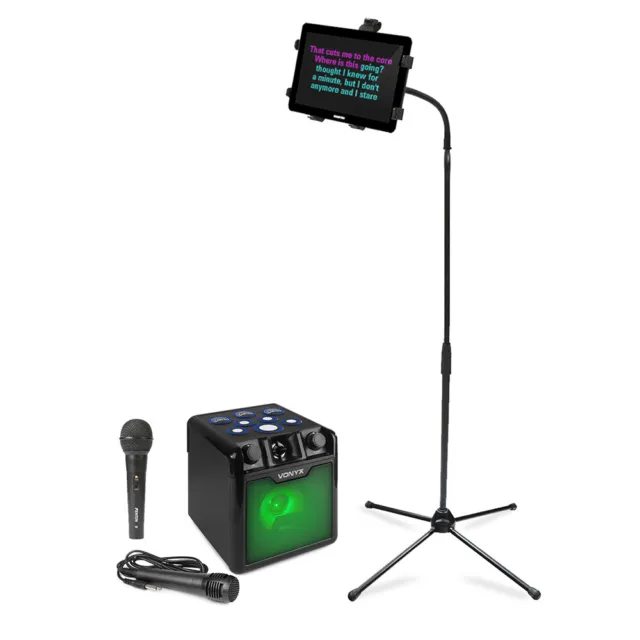Vonyx Portable Column PA System - VX880 Speaker System, Mixer, Stands & 2  Microphones