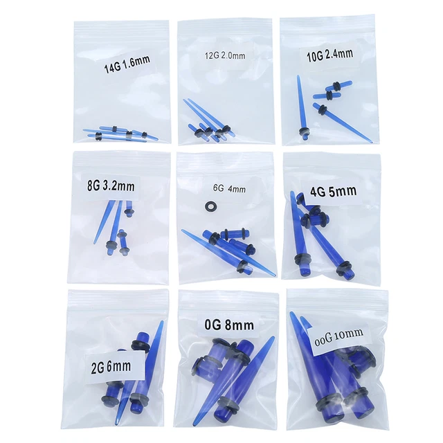 36pcs Acrylic Stretcher Ear Plug Taper Expander O Ring Stretching Kit Transp DB3