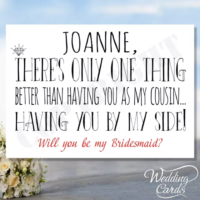 Will you be my Maid of Honour Card Bridesmaid Matron Flower Girl Invite Wedding