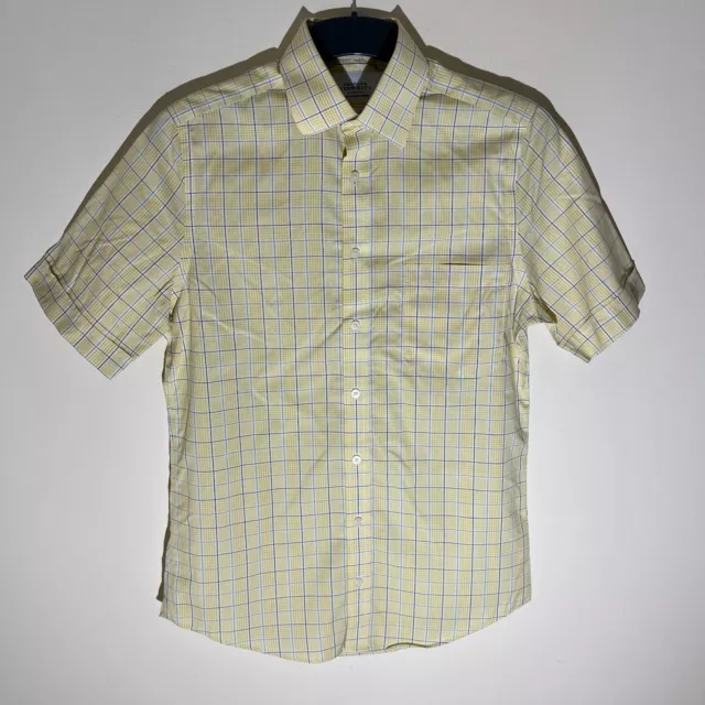 Camicia a scacchi gialla Charles Tyrwhitt da uomo maniche corte con bottoni 14,5