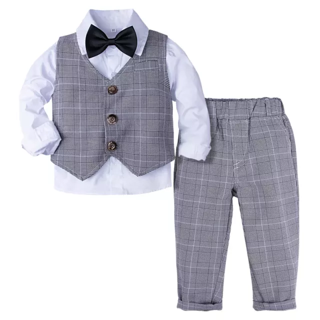 3pcs Baby Toddler Formal Outfits Set Infant Boy Wedding Christening Tuxedo Suit