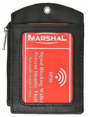 RFID Blocking ID Printed Lanyard Premium Leather Badge Holder with Neck Strap