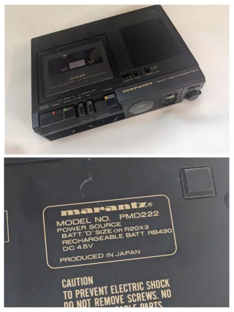 Marantz PMD221 3 Tête Portable Mono Enregistreur Cassette Comme Est Parts Repair