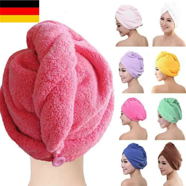 Haartrocknendes Turban-Handtuch, 100 % Baumwolle, schnell trocknender Kopfhut DE 2