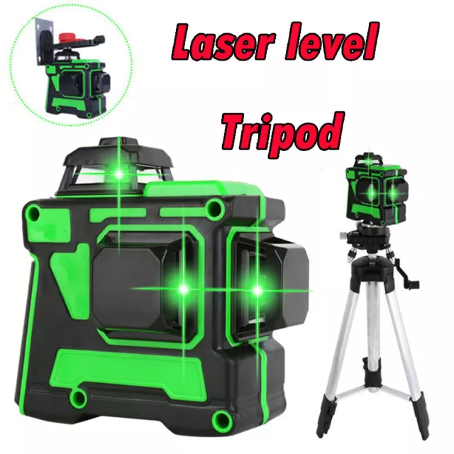 12 Lines Green Laser Level Self Leveling Cross Measure Tool Tripod 360° Rotary