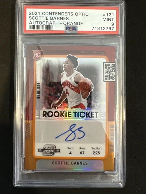 2021 Contenders Optic Scottie Barnes RC Autograph Orange # 10/25 PSA 9 Raptors