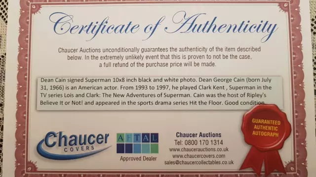 Dean Cain signed photo as Superman w/Teri Hatcher 10x8" Striking Image AFTAL COA 3