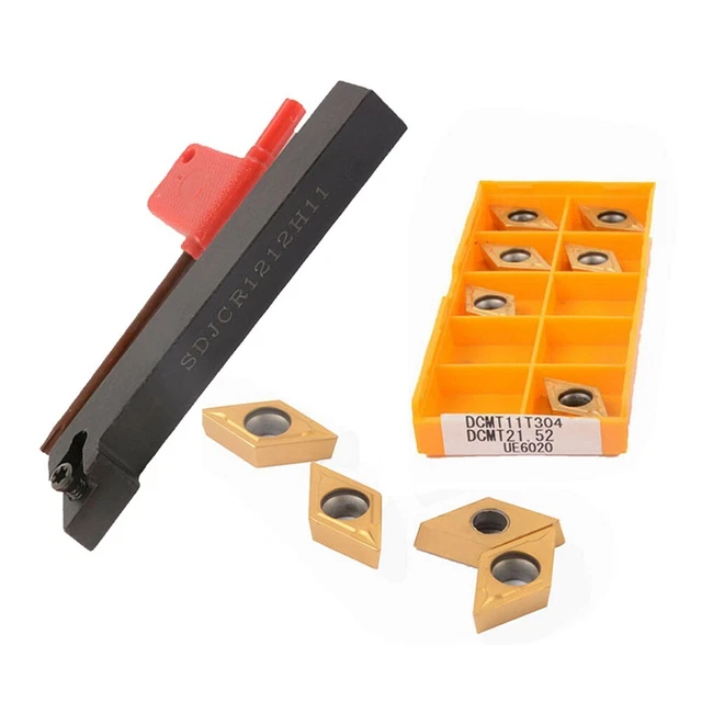 21 pièces Ensemble de 7 outils de tournage pour tour - Inserts de tournage en carbure indexables à tige de 12 mm - Porte-outil de filetage pour barre d 'alésage - Outil industriel