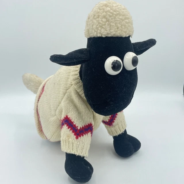 WALLACE & GROMIT Shaun the Sheep Plush Soft Toy w/ Jumper/Sweater 1989