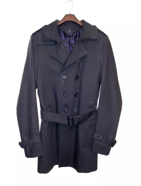 Mens Burberry Prorsum Black Structured Cotton Trench Coat - Size 48