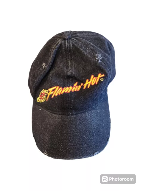 Cheetos Flamin' Hot Dad Hat Black Distressed Baseball Cap Strap Embroidered