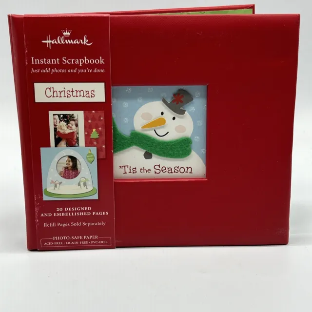 NEW Hallmark Christmas Instant Scrapbook Photo Album 20 Embellished Pages Red