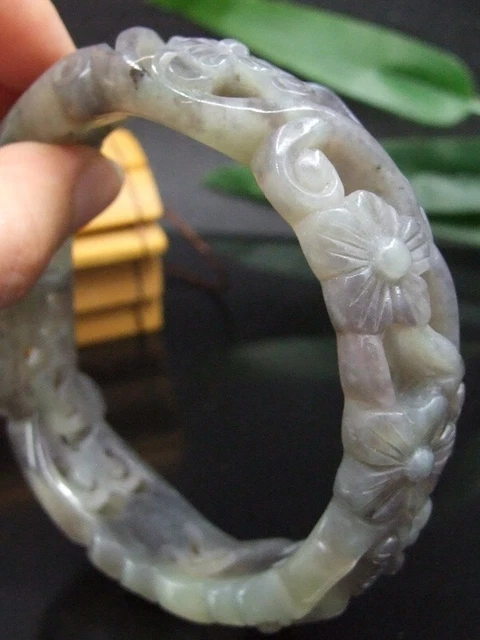 Antique Chinese Nephrite Celadon Hetian old Jade Hollow-RUYI  Bracelet Qing DY.