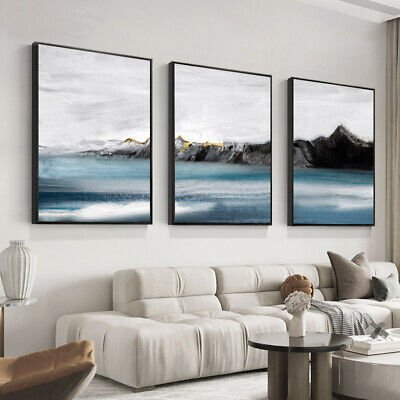 Blue Ocean Abstract Canvas Painting Landscape Art Poster Room Wall Decor Print