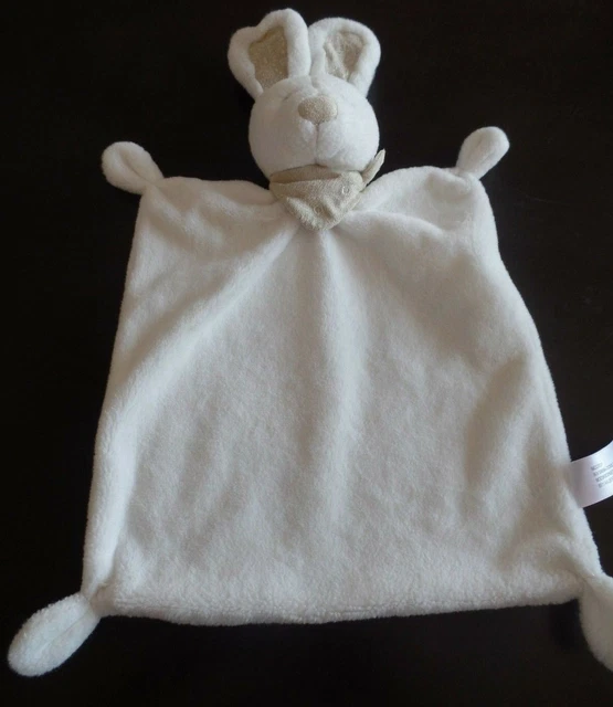 S3P / doudou plat lapin blanc cassé écru bandana marron clair NICOTOY