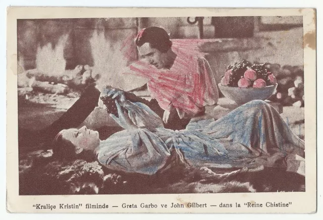 Greta Garbo-John Gilbert, Artist Card, Queen Christina, Movie Still, TR Print