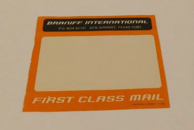 Vintage Braniff International First Class Mail Label