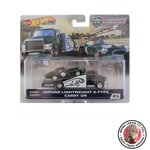 Hot Wheels Team Transport 1:64 - Camion Avec Jaguar Lightweight E-Type #14 - Vert - 2019 - Neuf - Modèle Collector