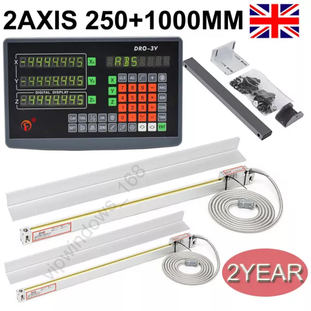 2Axis Digital Readout 10'' & 40'' DRO Kit 5um TTL Linear Glass Scale, UK STOCK