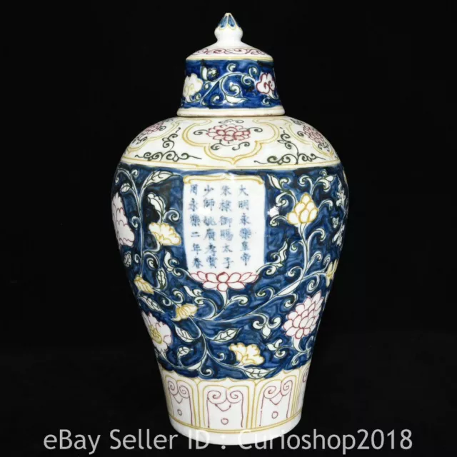 14" Marked Chinese Blue White Underglaze red Porcelain Flower Plum Vase Bottle