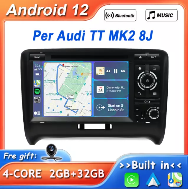 7"Android 12.0 Autoradio Per Audi TT MK2 8J GPS Navigatore 4G CD/DVD DAB CarPlay