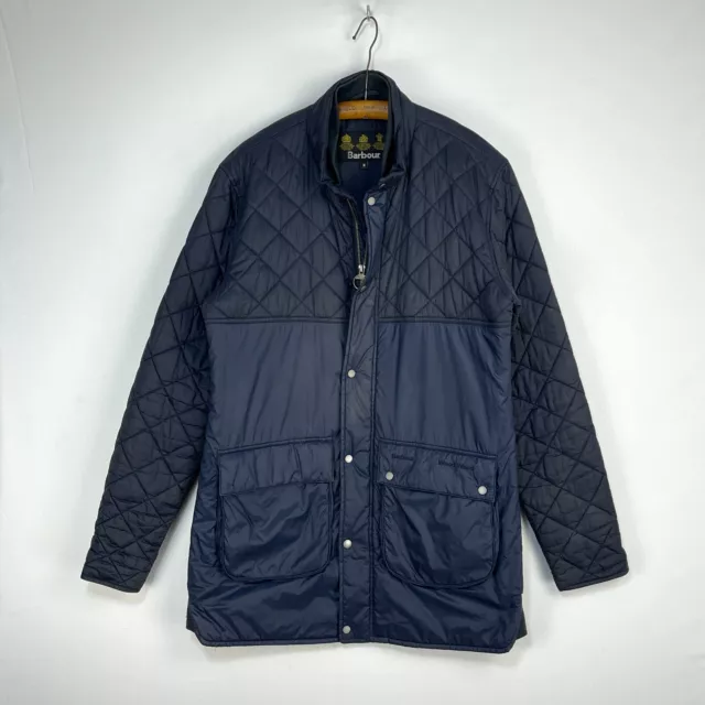 Barbour Wood Wood Quilted Jacket Mens Medium Blue Padded Outdoor Coat