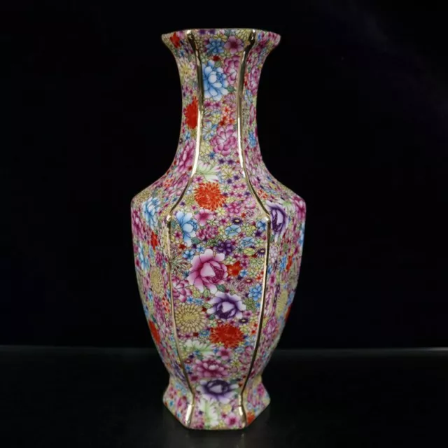 Chinese Handmade Exquisite Cloisonne Enamel hundred Flowers Porcelain Vase