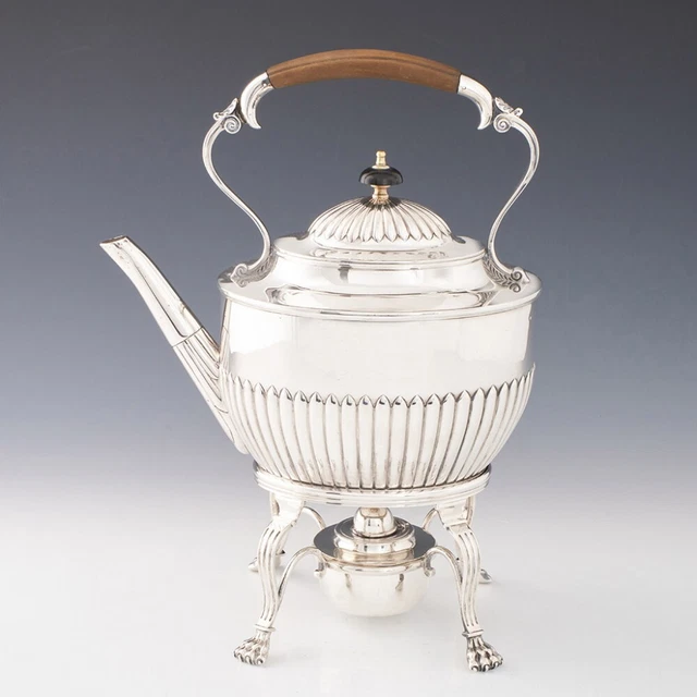 Bollitore da tè spirito argento sterling vittoriano Londra 1882