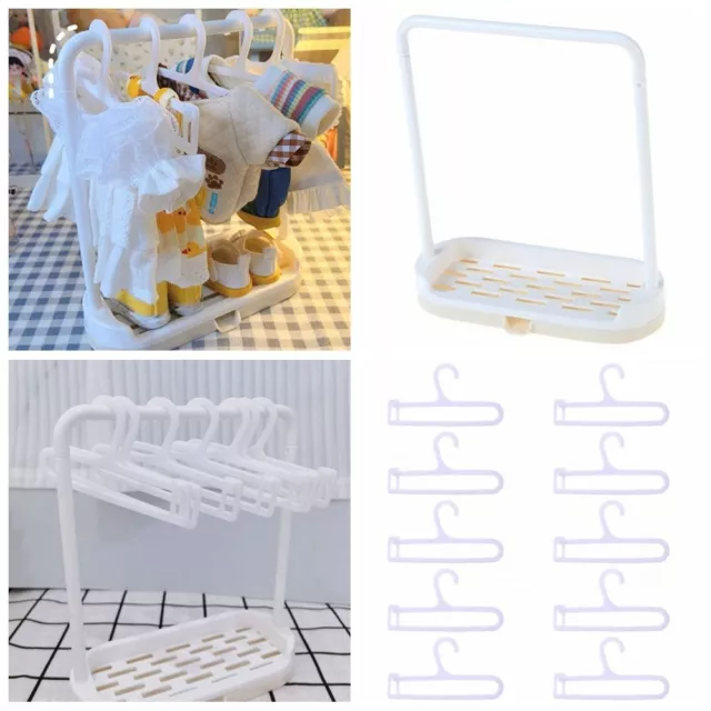 White Doll Clothes Rack Miniature Doll Hangers  1/6  1/12 Doll