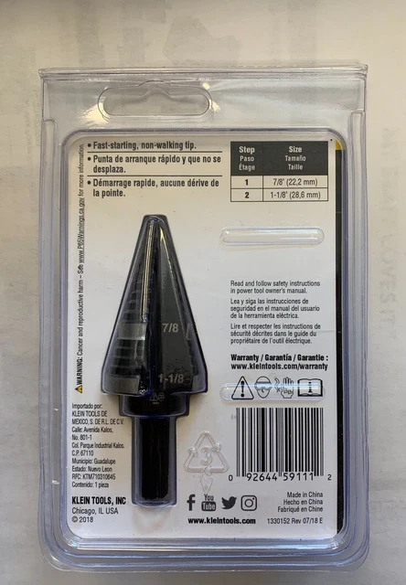 Klein Tools KTSB11 Hex Double Flute Step Drill Bit No.11 2