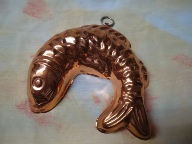 Vintage Kupfer Puddingform » Fisch « Backform Kupferform Fischform ca. 14x12 cm