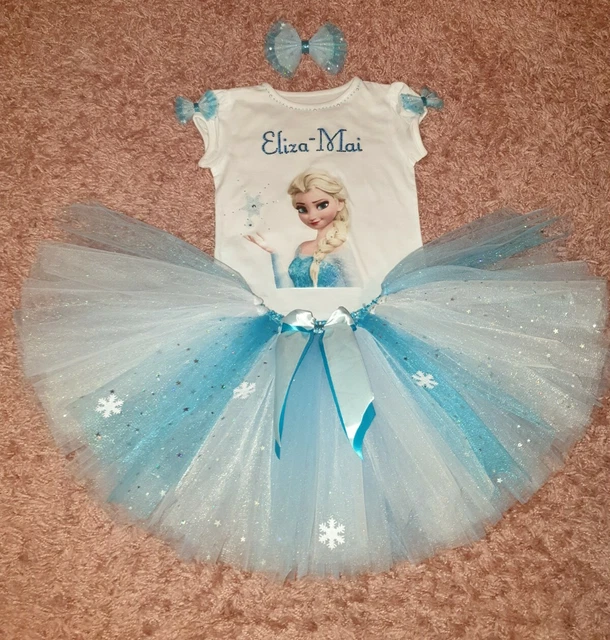 GIRLS BIRTHDAY OUTFIT tutu dress costume Elsa handmade age 5 6