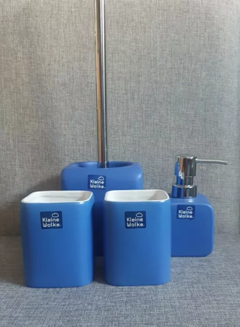 Accesorios de baño nube pequeña "Cubic" azul real, 4 piezas