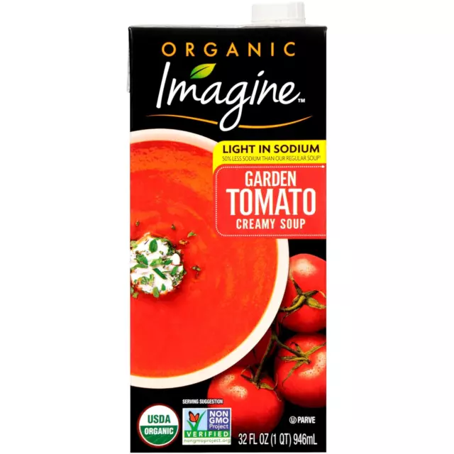 Imagine Organic Light in Sodium Garden Tomato Creamy Soup, 32 Fl Oz Pack of 6