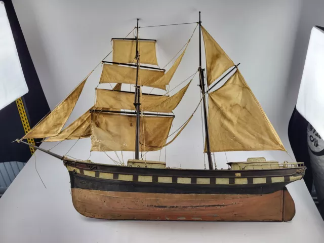 Blechspielzeug Segelschiff um 1890 imposante 115 cm lang uralt 3