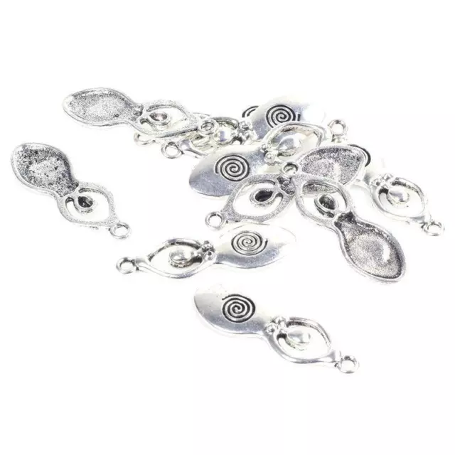 Fertility Goddess Pregnancy Pendant Set - Antique Silver Spiral - 10 Pieces