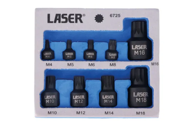 Laser Tools Spline Socket Bit Set - Low Profile - 6725 M4-M18 metric rdgtools