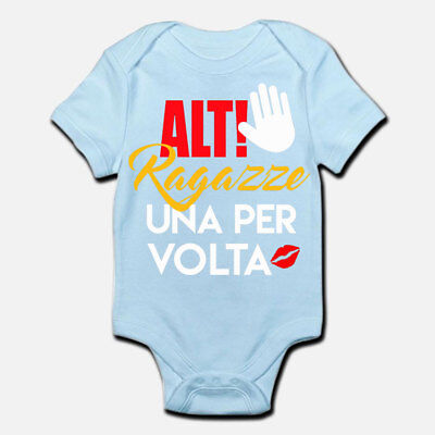 Body pagliaccetto neonato azzurro bimbo bebè ALT ragazze: una per volta!