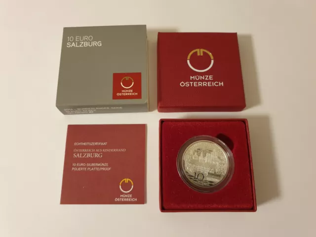 10 Euro Silbermünze Österreich 2014, Salzburg, PP OVP + Flyer