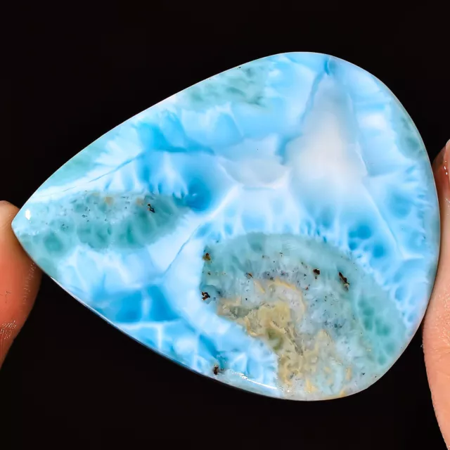 100% Natural Larimar Gemstone 104.80 Cts Pear Cabochon 39x47x6 mm Loose Gems