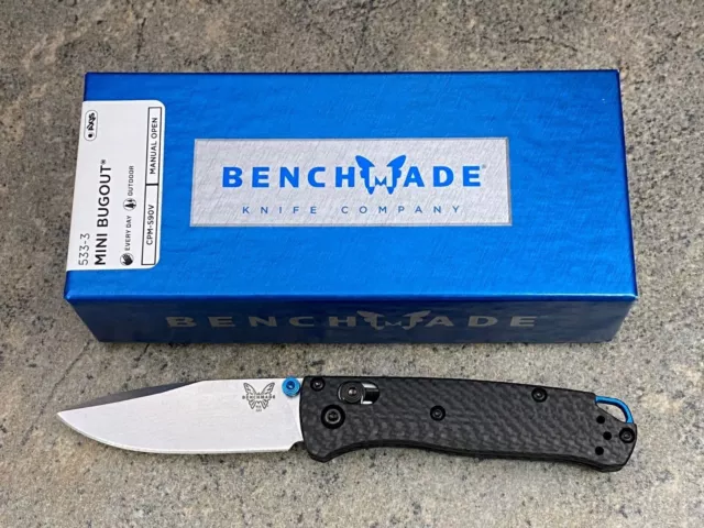 Benchmade 533-3 Mini Bugout Manual Folding Knife - CPM-S90V Carbon Fiber Handle