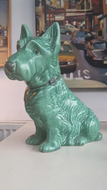 Vintage Sylvac Mac Scottie Dog model 1209 Green Glaze Largest Size c1940s RARE