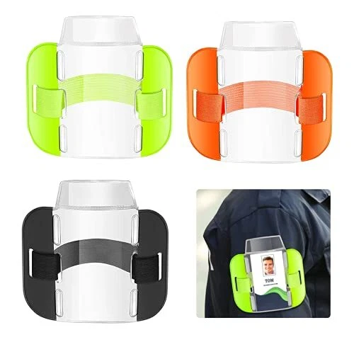 3 Pcs High Visibility Bright Neon Armband ID Card Badge Holders, Heavy Reflec...